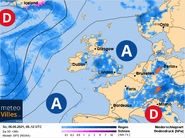 Carte météo Europe du 06/06/2021 à 1812
