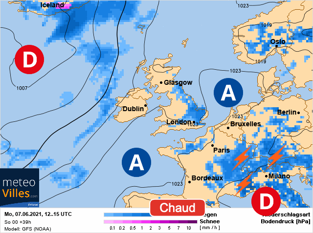 Carte météo Europe du 07/06/2021 à 1812
