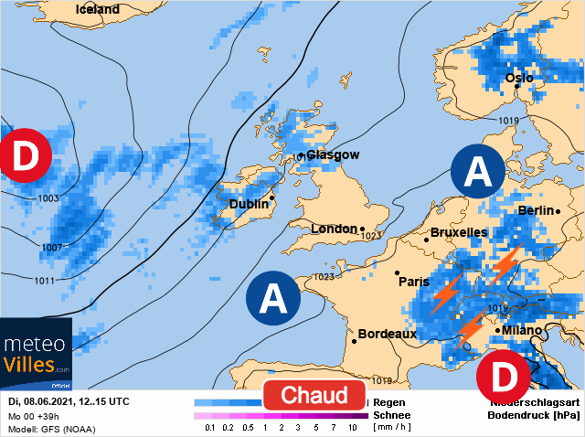 Carte météo Europe du 08/06/2021 à 1812