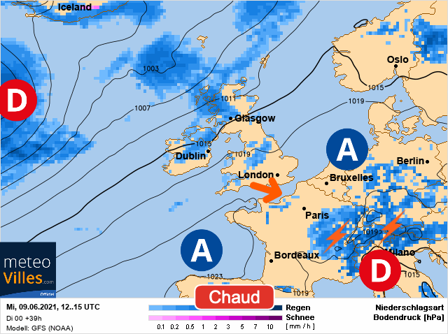 Carte météo Europe du 09/06/2021 à 1812