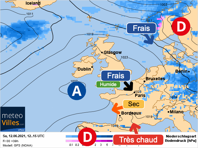 Carte météo Europe du 12/06/2021 à 1812
