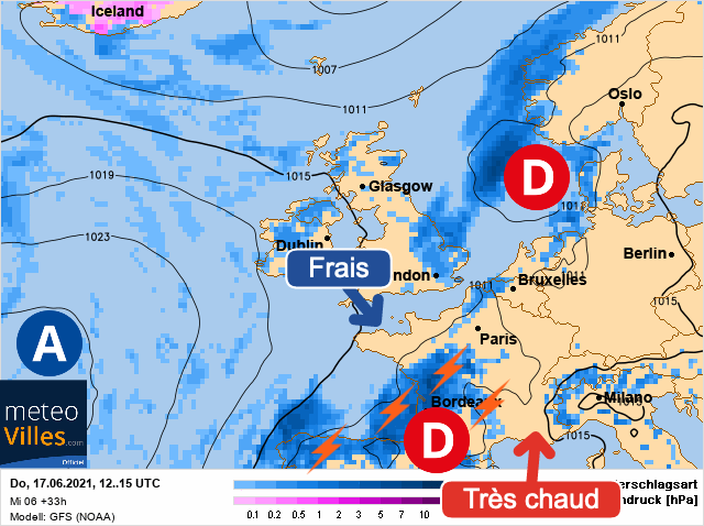Carte météo Europe du 17/06/2021 à 1812