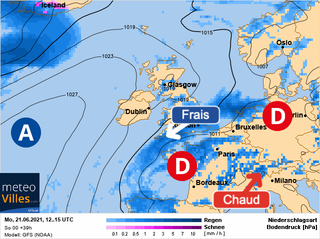 Carte météo Europe du 21/06/2021 à 1812