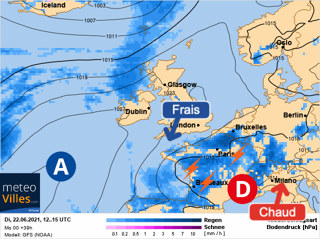 Carte météo Europe du 22/06/2021 à 1812