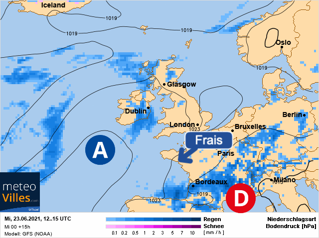 Carte météo Europe du 23/06/2021 à 1812