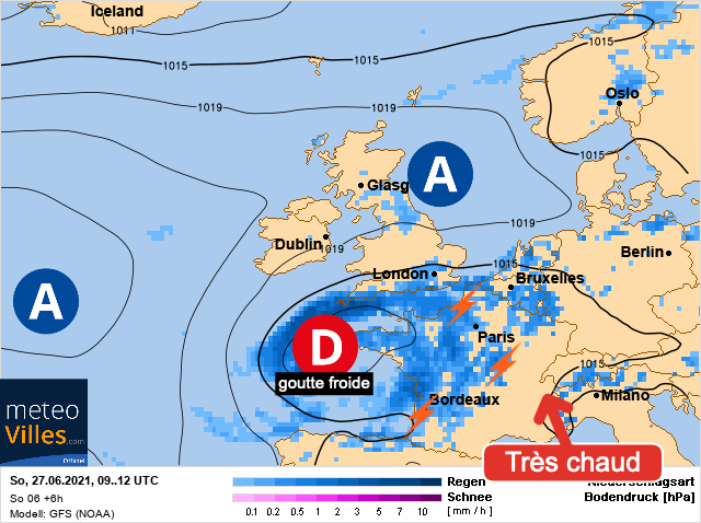 Carte météo Europe du 27/06/2021 à 1812