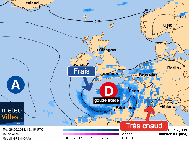 Carte météo Europe du 28/06/2021 à 1812
