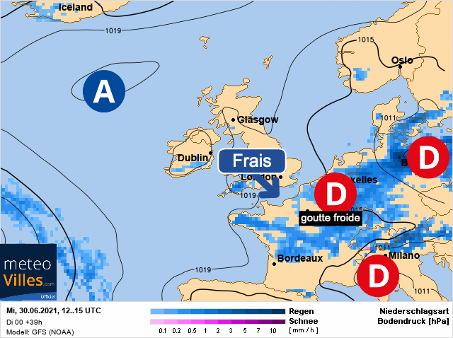 Carte météo Europe du 30/06/2021 à 1812