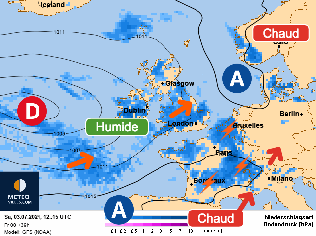 Carte météo Europe du 03/07/2021 à 1812