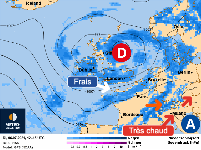 Carte météo Europe du 06/07/2021 à 1812