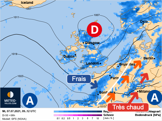 Carte météo Europe du 07/07/2021 à 1812