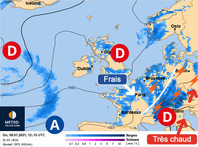 Carte météo Europe du 08/07/2021 à 1812