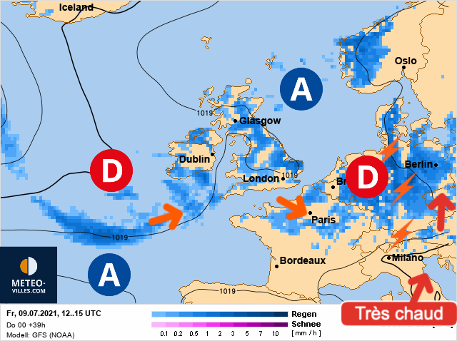 Carte météo Europe du 09/07/2021 à 1812