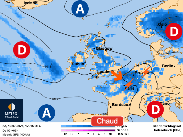 Carte météo Europe du 10/07/2021 à 1812