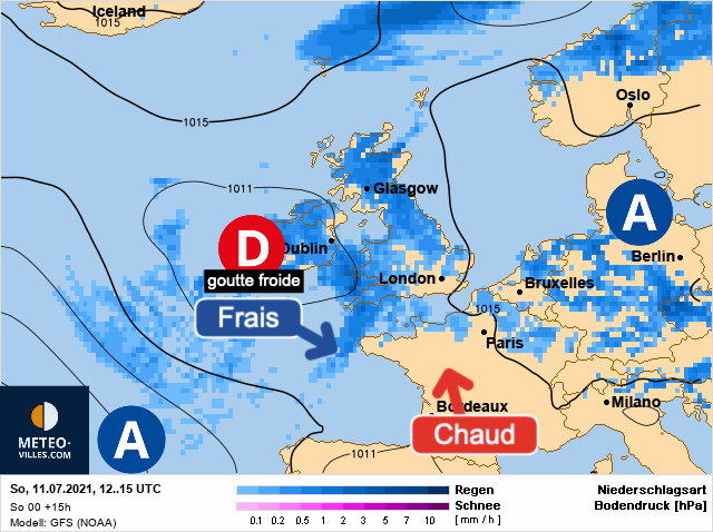 Carte météo Europe du 11/07/2021 à 1812