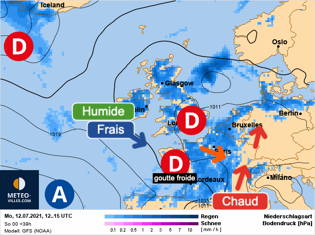 Carte météo Europe du 12/07/2021 à 1812