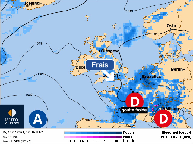 Carte météo Europe du 13/07/2021 à 1812