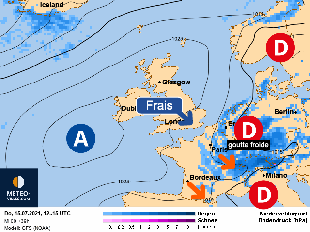 Carte météo Europe du 15/07/2021 à 1812