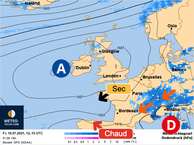 Carte météo Europe du 16/07/2021 à 1812
