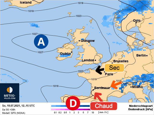Carte météo Europe du 18/07/2021 à 1812