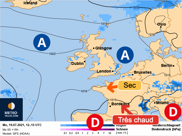 Carte météo Europe du 19/07/2021 à 1812