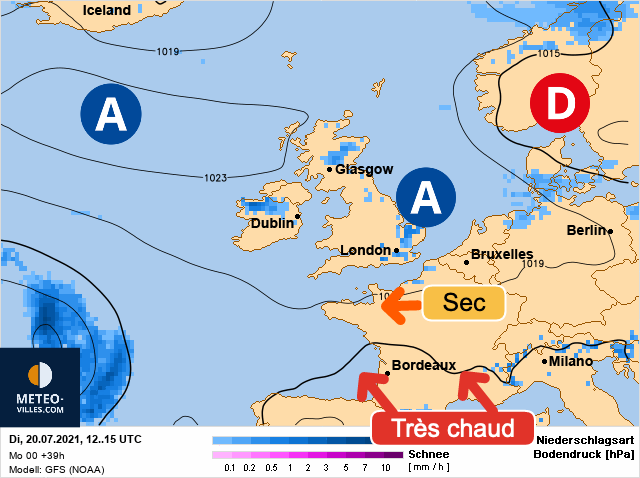 Carte météo Europe du 20/07/2021 à 1812