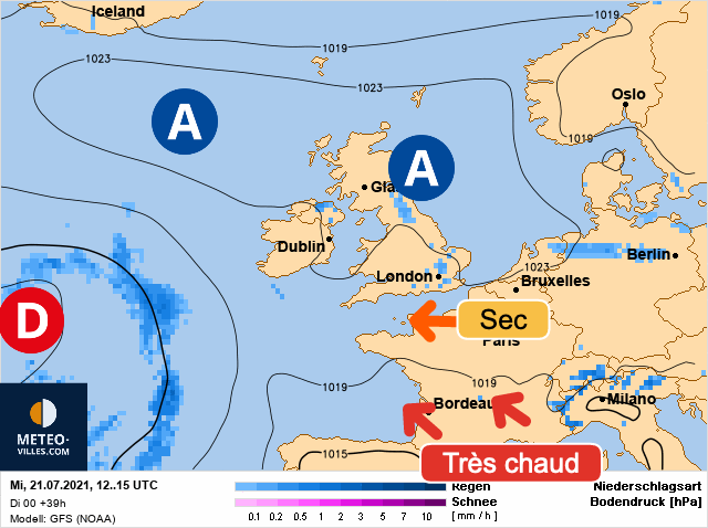 Carte météo Europe du 21/07/2021 à 1812