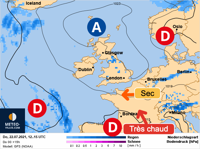 Carte météo Europe du 22/07/2021 à 1812