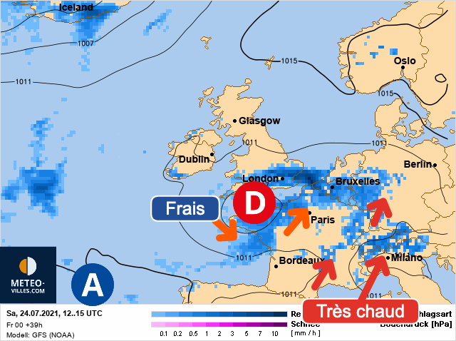 Carte météo Europe du 24/07/2021 à 1812
