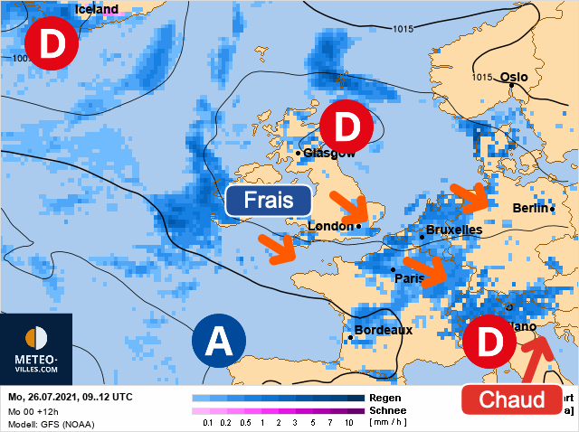 Carte météo Europe du 26/07/2021 à 1812