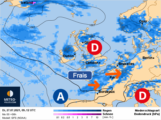 Carte météo Europe du 27/07/2021 à 1812