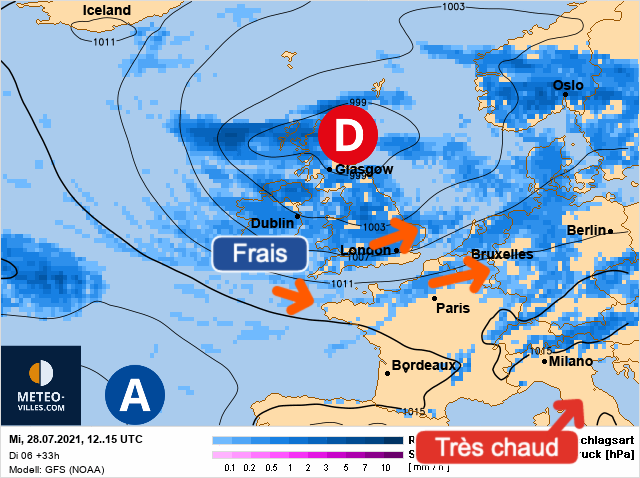 Carte météo Europe du 28/07/2021 à 1812
