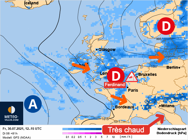 Carte météo Europe du 30/07/2021 à 1812
