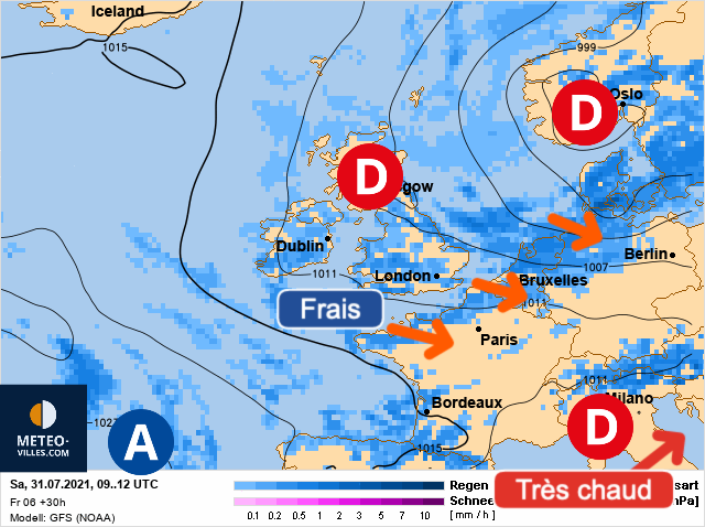 Carte météo Europe du 31/07/2021 à 1812