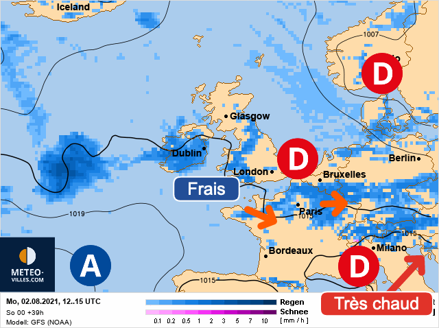 Carte de prévisions d'europe