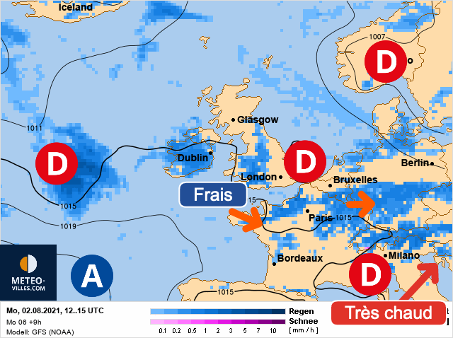 Carte météo Europe du 02/08/2021 à 1812