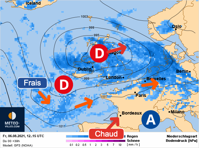 Carte météo Europe du 06/08/2021 à 1812