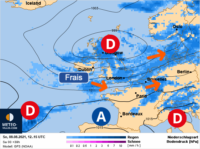 Carte météo Europe du 08/08/2021 à 1812