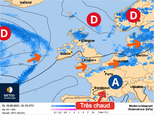 Carte météo Europe du 10/08/2021 à 1812