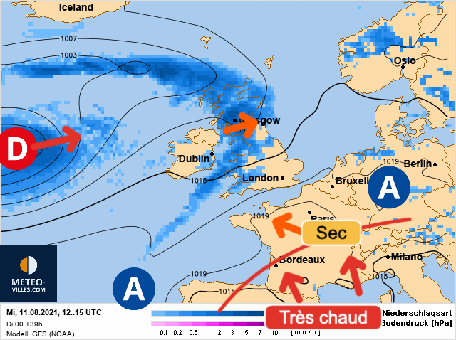 Carte météo Europe du 11/08/2021 à 1812