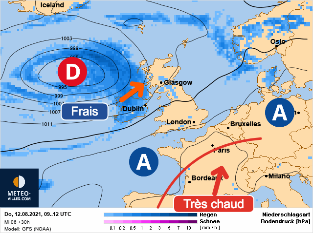 Carte météo Europe du 12/08/2021 à 1812