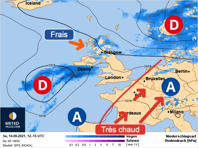 Carte météo Europe du 14/08/2021 à 1812