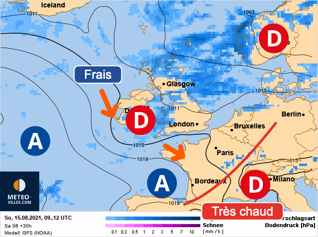 Carte météo Europe du 15/08/2021 à 1812
