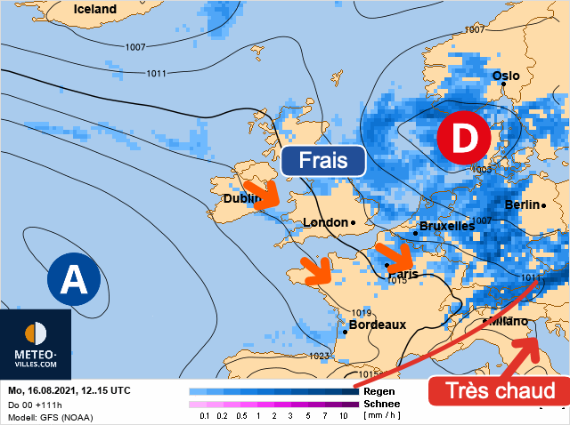 Carte météo Europe du 16/08/2021 à 1812