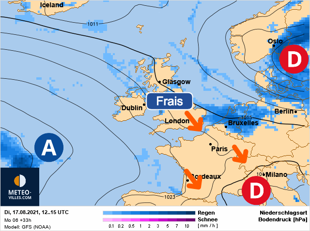 Carte météo Europe du 17/08/2021 à 1812