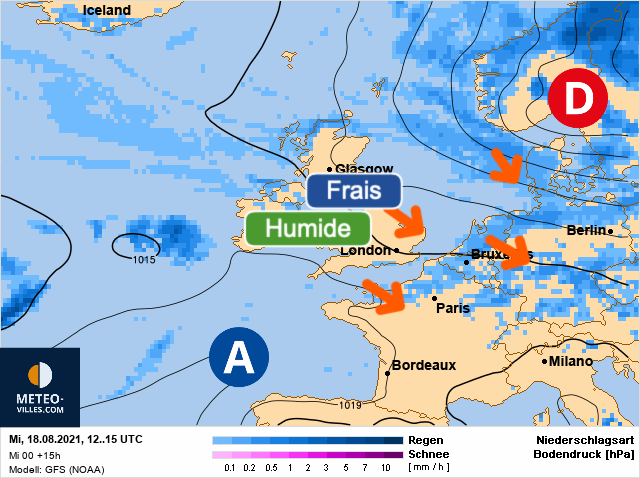 Carte météo Europe du 18/08/2021 à 1812