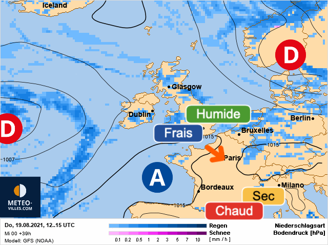 Carte météo Europe du 19/08/2021 à 1812