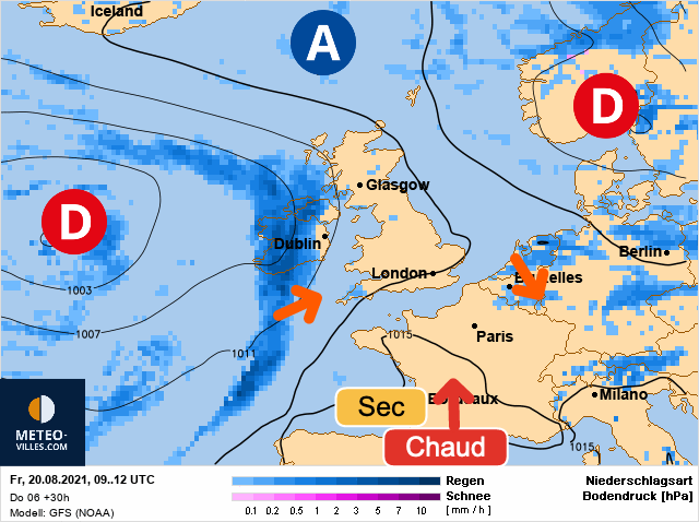 Carte météo Europe du 20/08/2021 à 1812