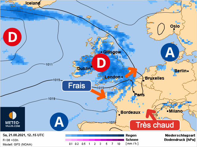 Carte météo Europe du 21/08/2021 à 1812