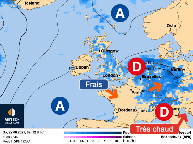 Carte météo Europe du 22/08/2021 à 1812